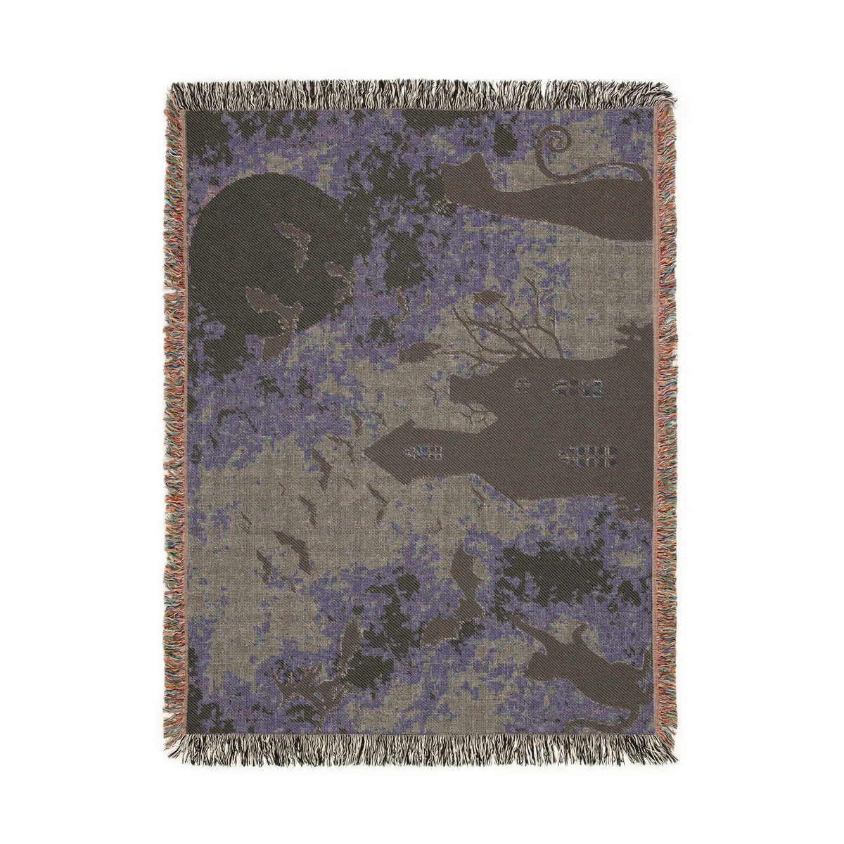 Haunted House Halloween Woven Blanket — Spooky Moon & Bats Throw