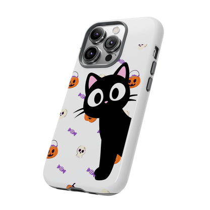 Halloween Black Cat Phone Case — Cute Trick-or-Treat Pattern Tough Case