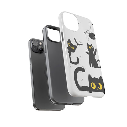 Cute Black Cats Halloween Phone Case - Spooky Bat & Spider iPhone Cover