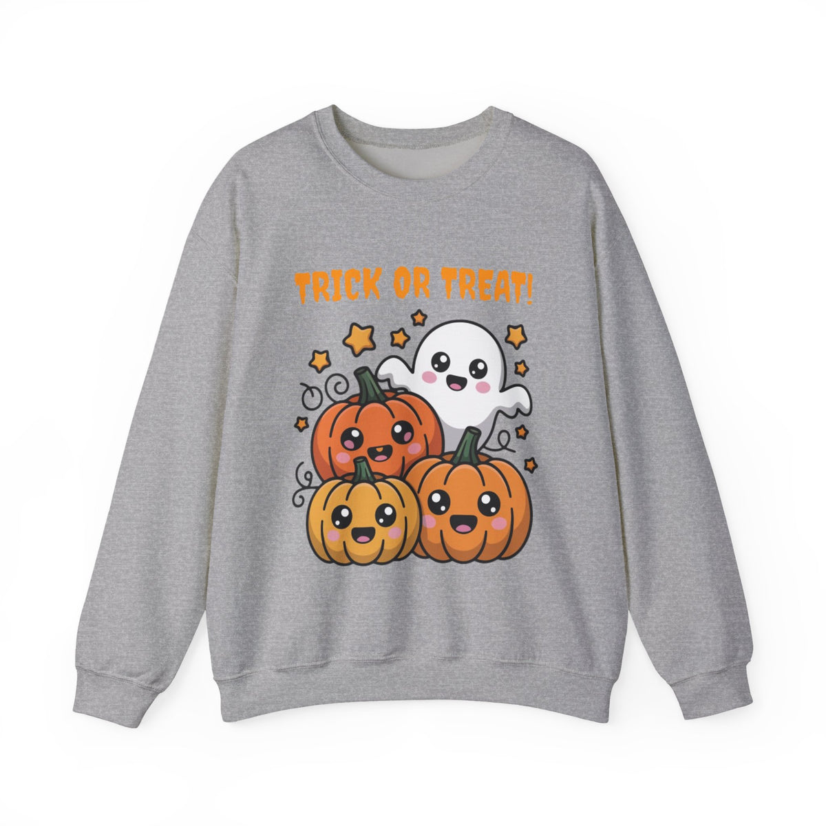 Halloween "Trick or Treat" Sweatshirt — Cute Ghost & Pumpkins Crewneck