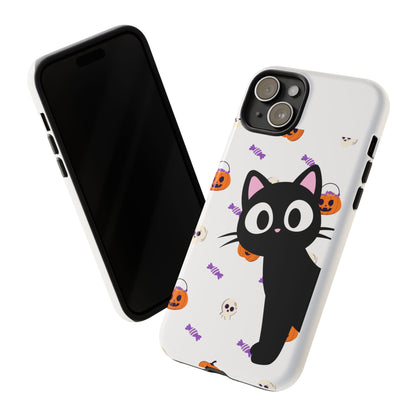 Halloween Black Cat Phone Case — Cute Trick-or-Treat Pattern Tough Case