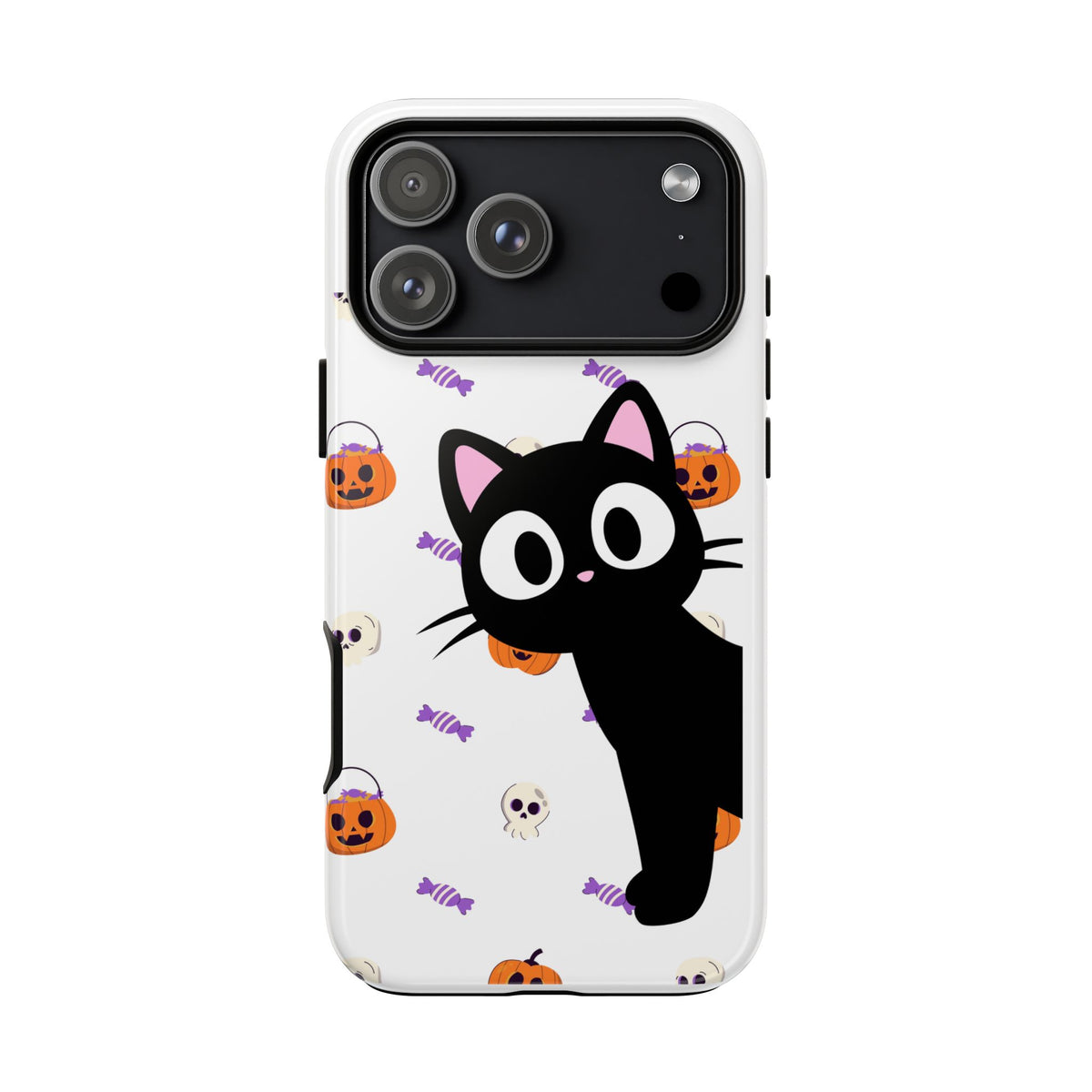 Halloween Black Cat Phone Case — Cute Trick-or-Treat Pattern Tough Case