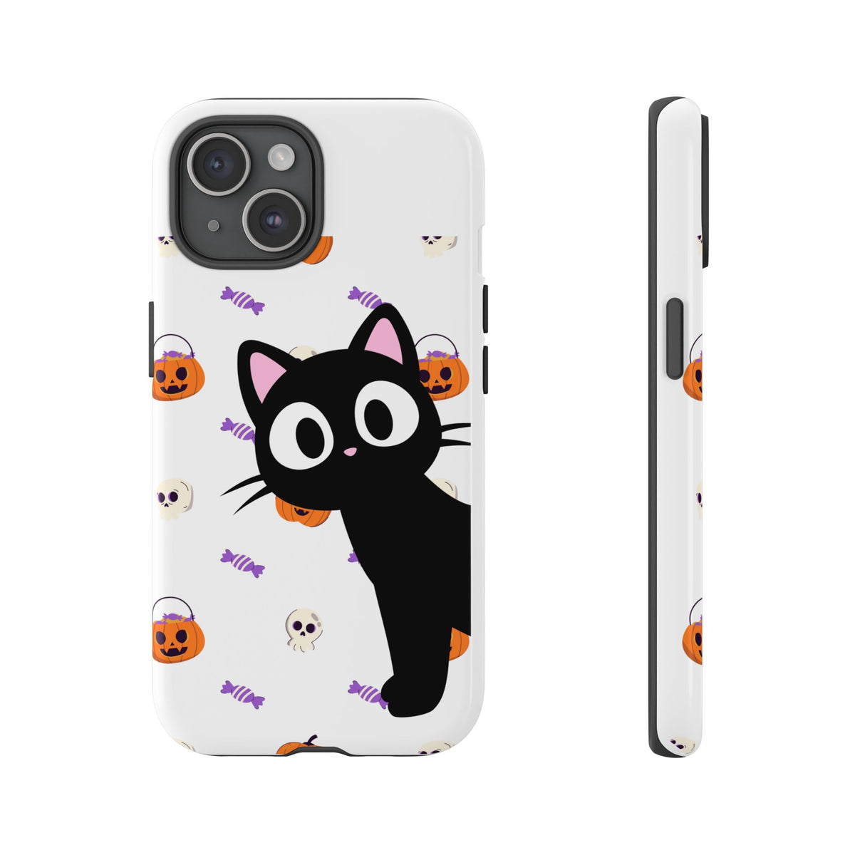 Halloween Black Cat Phone Case — Cute Trick-or-Treat Pattern Tough Case