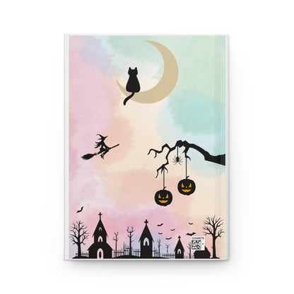 Cute Halloween Cat Hardcover Journal — "Super Magic" Lined Notebook