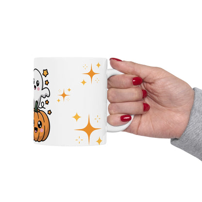 Cute Halloween Ghost & Pumpkins Ceramic Mug (11oz/15oz)