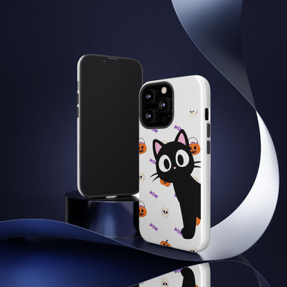 Halloween Black Cat Phone Case — Cute Trick-or-Treat Pattern Tough Case