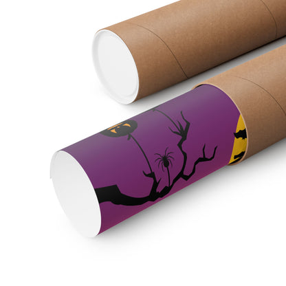 Happy Halloween Matte Poster — Cute Cat, Witch & Jack-O’-Lantern Halloween Wall Art