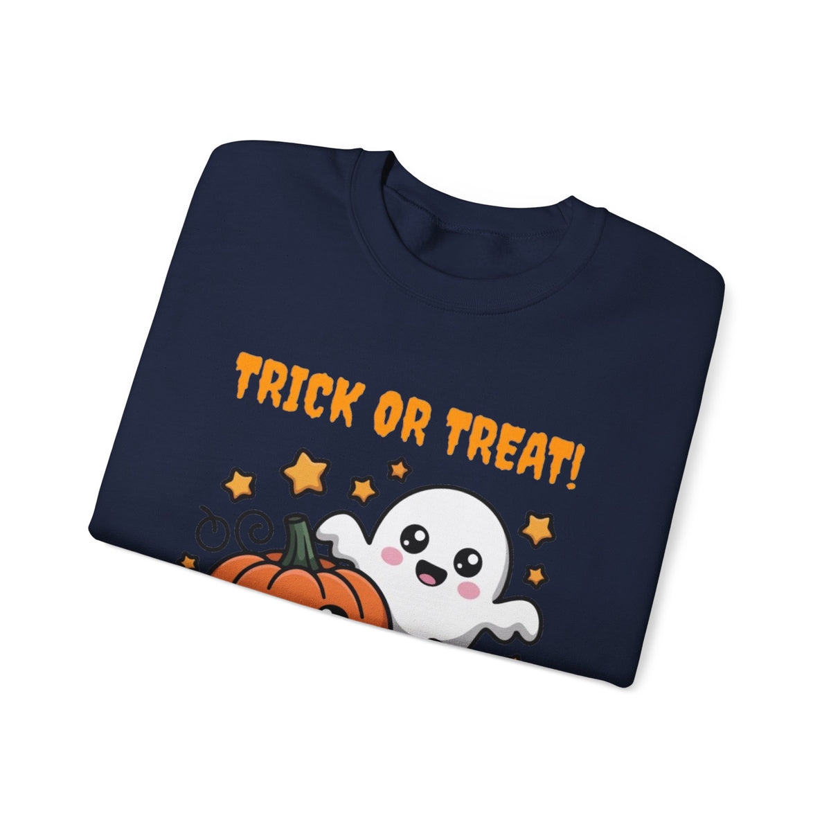 Halloween "Trick or Treat" Sweatshirt — Cute Ghost & Pumpkins Crewneck