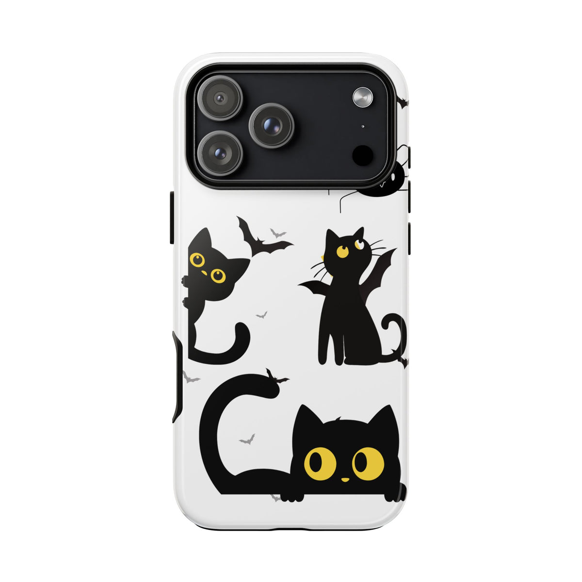 Cute Black Cats Halloween Phone Case - Spooky Bat & Spider iPhone Cover
