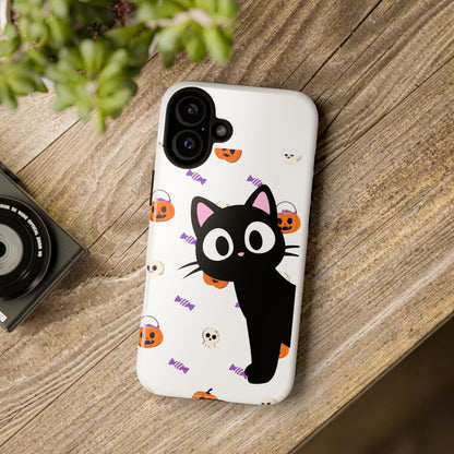 Halloween Black Cat Phone Case — Cute Trick-or-Treat Pattern Tough Case