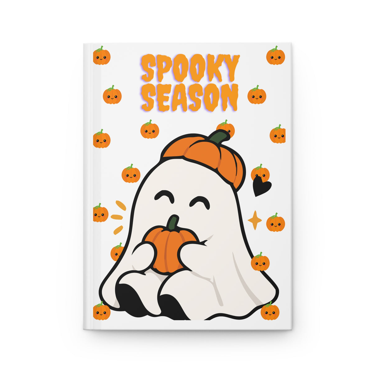 Spooky Season Hardcover Journal — Pumpkin Spice & Cute Ghost Lined Notebook