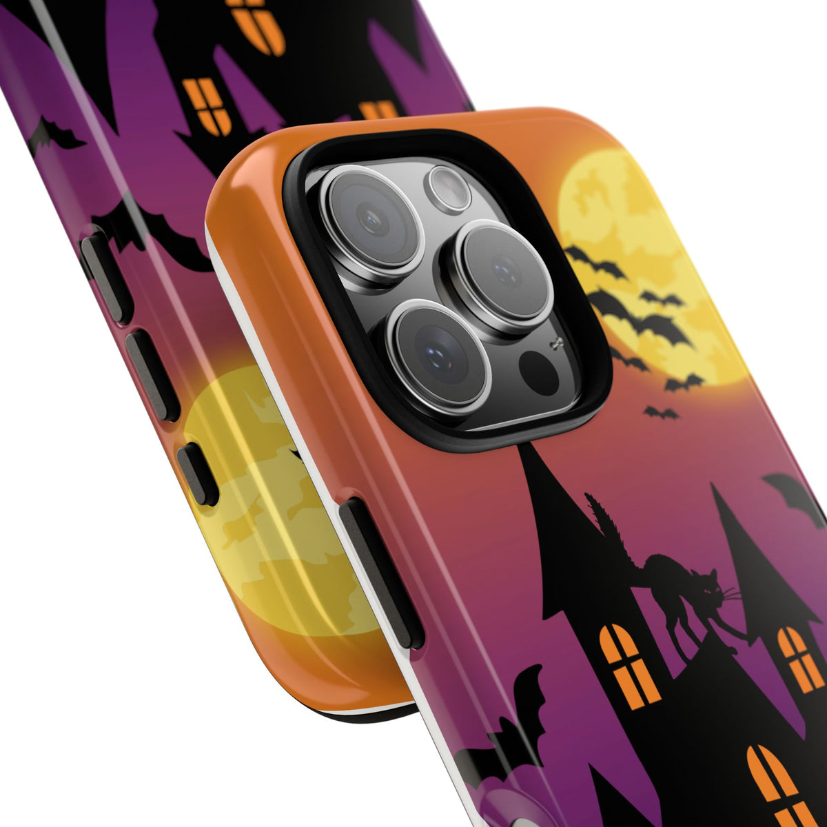 Halloween Haunted Castle Tough Phone Case — Moon, Bats & Cat iPhone Cover