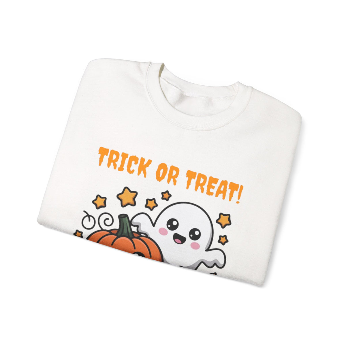 Halloween "Trick or Treat" Sweatshirt — Cute Ghost & Pumpkins Crewneck