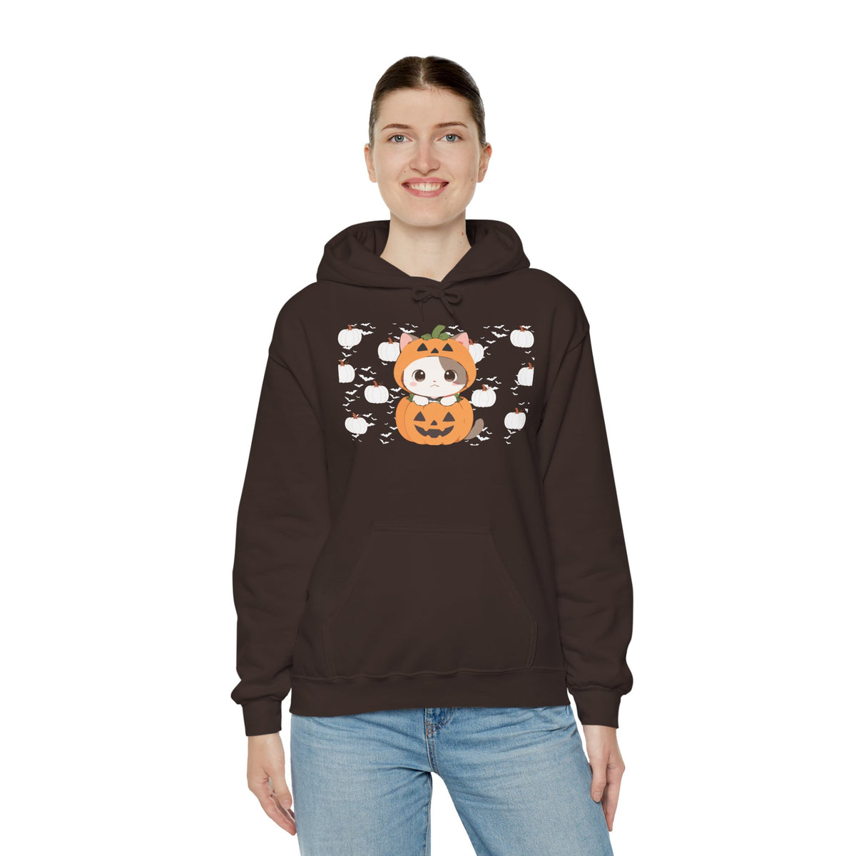 Halloween Pumpkin Cat Hoodie — Cute Jack-O'-Lantern Kitten Sweatshirt