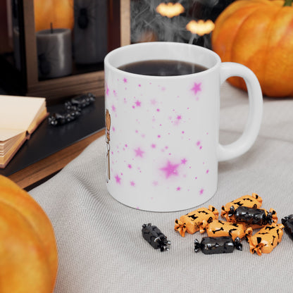 Cute Halloween Ghost Witch Ceramic Mug — "Boo" Cute Kawaii Magic Coffee Cup (11oz & 15oz)