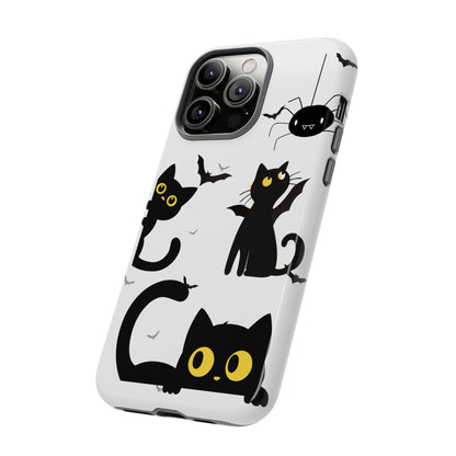 Cute Black Cats Halloween Phone Case - Spooky Bat & Spider iPhone Cover