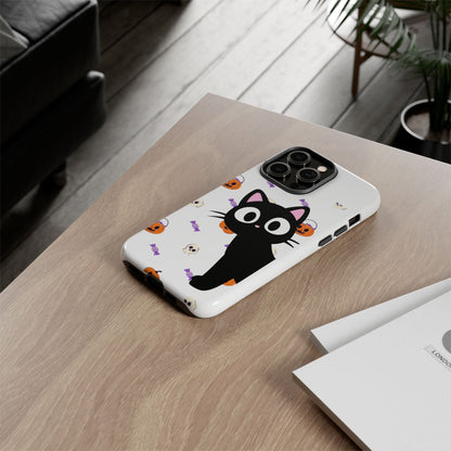 Halloween Black Cat Phone Case — Cute Trick-or-Treat Pattern Tough Case