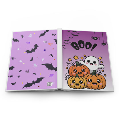 Halloween Boo! Cute Ghost & Pumpkins Hardcover Journal (Lined)