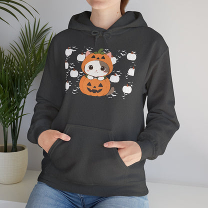 Halloween Pumpkin Cat Hoodie — Cute Jack-O'-Lantern Kitten Sweatshirt