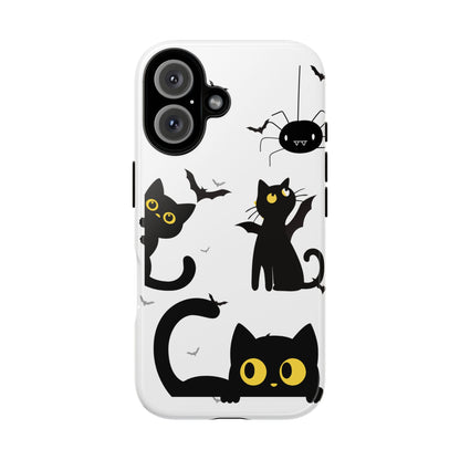 Cute Black Cats Halloween Phone Case - Spooky Bat & Spider iPhone Cover