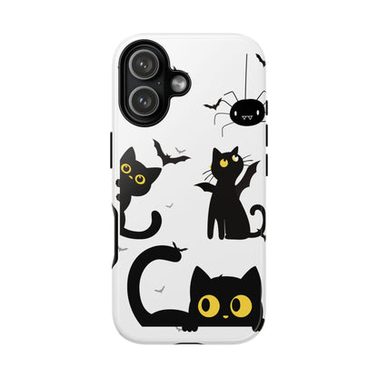 Cute Black Cats Halloween Phone Case - Spooky Bat & Spider iPhone Cover