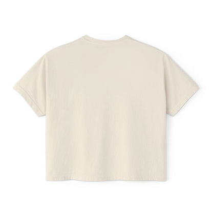 Cute Cat Bubble Tea Boxy Tee — Kawaii Heart Graphic Women's Crop T‑Shirt