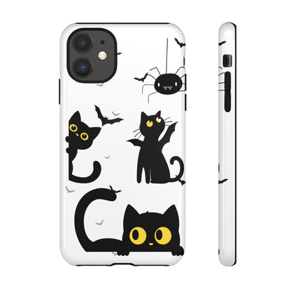Cute Black Cats Halloween Phone Case - Spooky Bat & Spider iPhone Cover