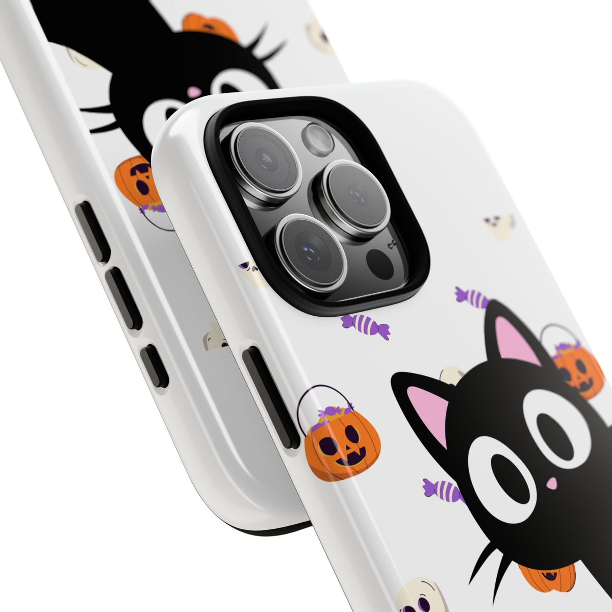 Halloween Black Cat Phone Case — Cute Trick-or-Treat Pattern Tough Case