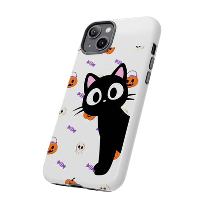 Halloween Black Cat Phone Case — Cute Trick-or-Treat Pattern Tough Case