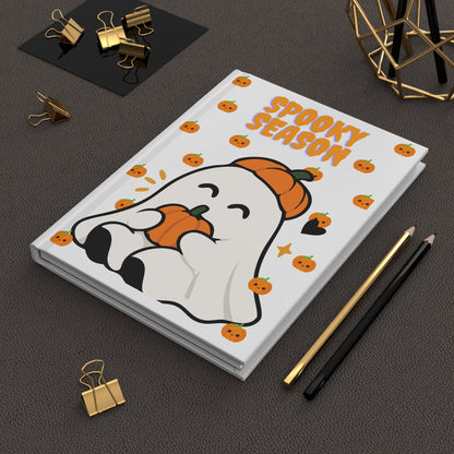 Spooky Season Hardcover Journal — Pumpkin Spice & Cute Ghost Lined Notebook
