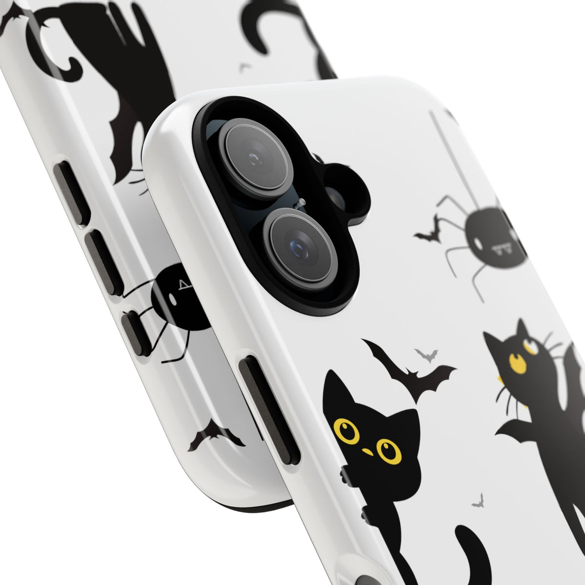 Cute Black Cats Halloween Phone Case - Spooky Bat & Spider iPhone Cover