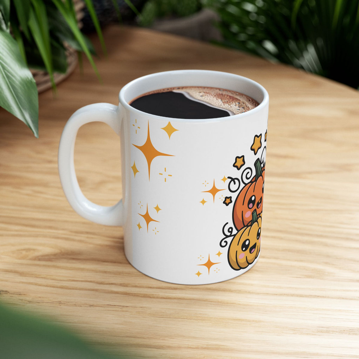 Cute Halloween Ghost & Pumpkins Ceramic Mug (11oz/15oz)