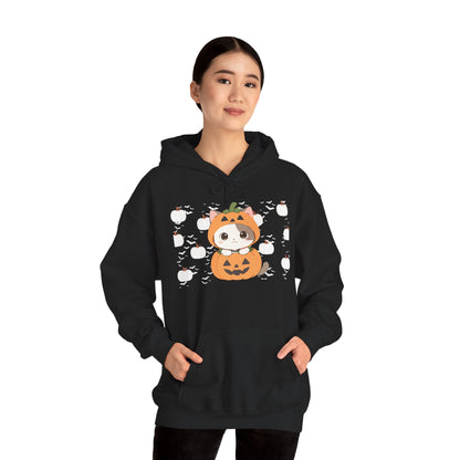 Halloween Pumpkin Cat Hoodie — Cute Jack-O'-Lantern Kitten Sweatshirt