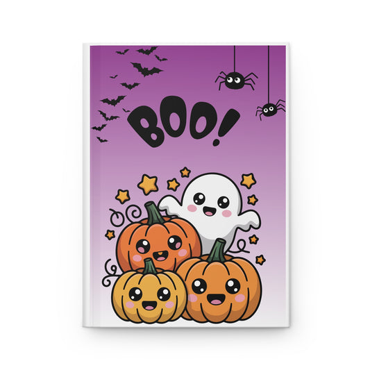 Boo! Ghost & Pumpkins Hardcover Journal – Lined Notebook