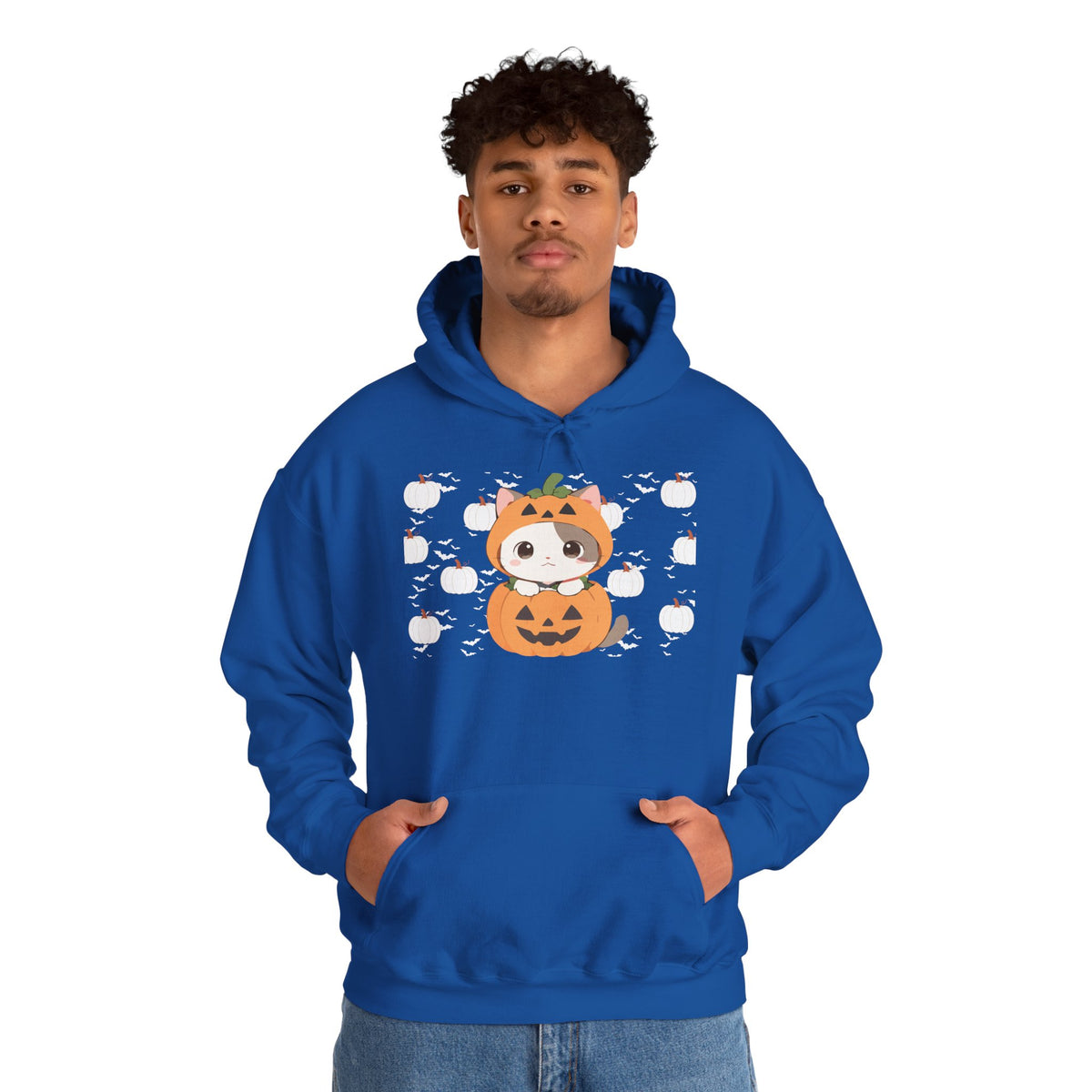 Halloween Pumpkin Cat Hoodie — Cute Jack-O'-Lantern Kitten Sweatshirt