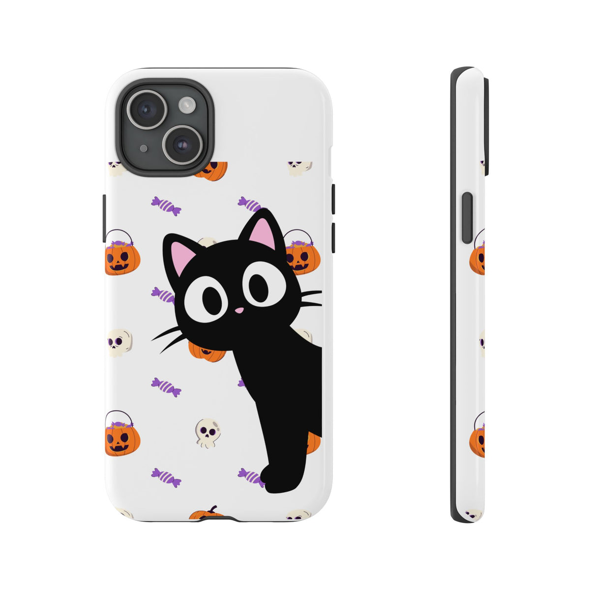 Halloween Black Cat Phone Case — Cute Trick-or-Treat Pattern Tough Case