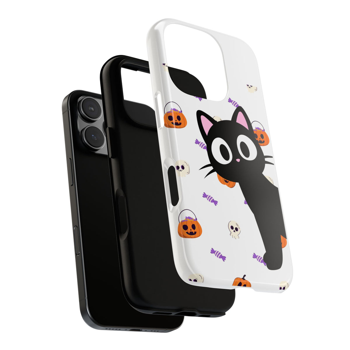 Halloween Black Cat Phone Case — Cute Trick-or-Treat Pattern Tough Case