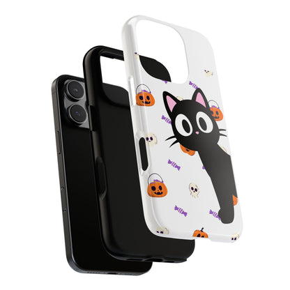 Halloween Black Cat Phone Case — Cute Trick-or-Treat Pattern Tough Case
