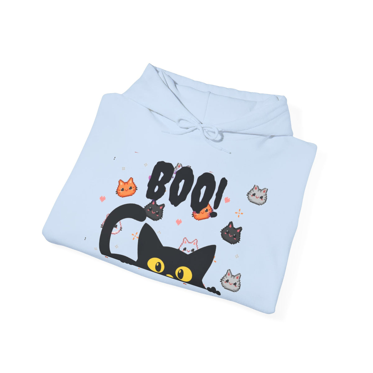 Halloween Cat 'Boo' Hoodie – Cute Spooky Black Cat Pullover