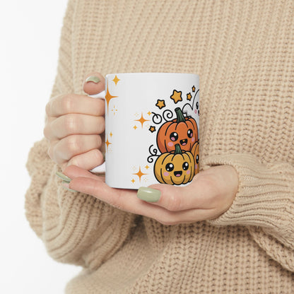 Cute Halloween Ghost & Pumpkins Ceramic Mug (11oz/15oz)
