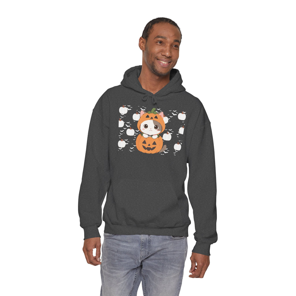 Halloween Pumpkin Cat Hoodie — Cute Jack-O'-Lantern Kitten Sweatshirt