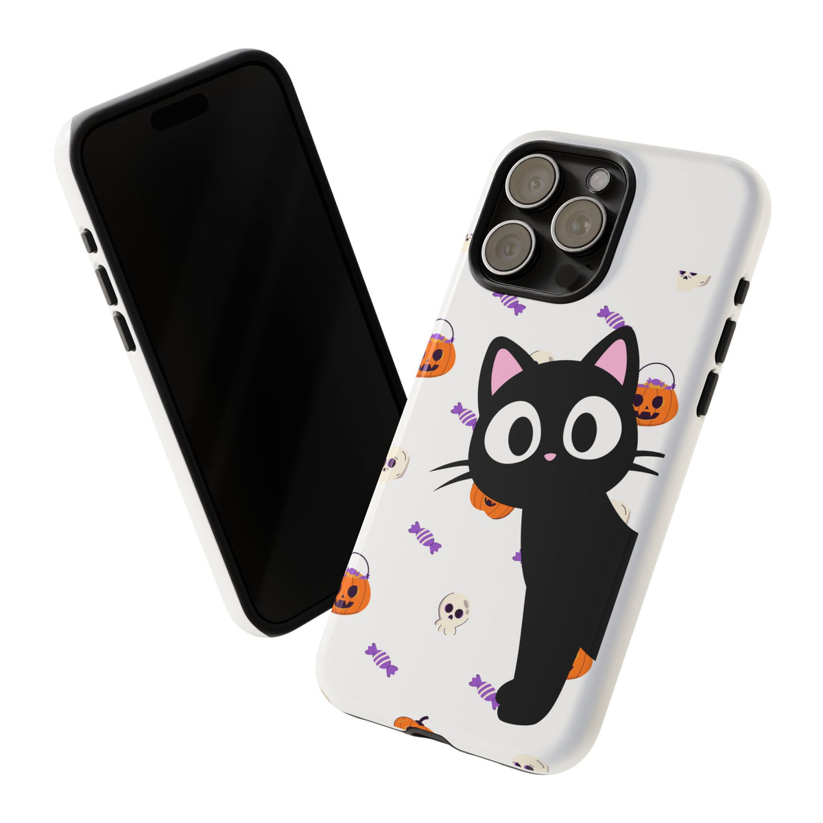 Halloween Black Cat Phone Case — Cute Trick-or-Treat Pattern Tough Case