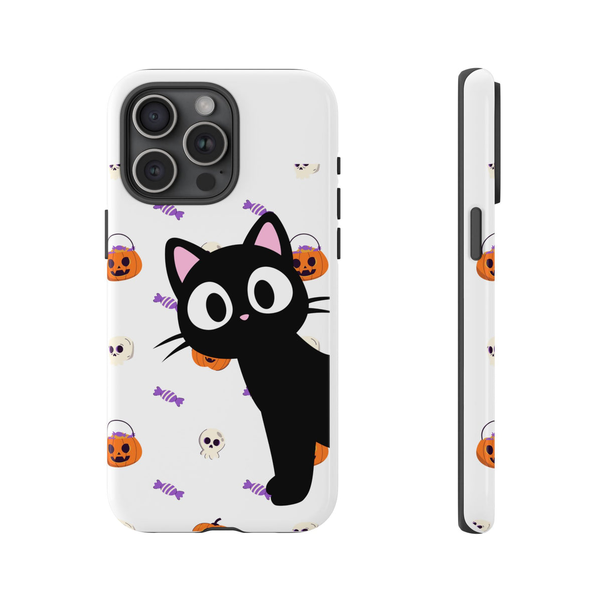 Halloween Black Cat Phone Case — Cute Trick-or-Treat Pattern Tough Case