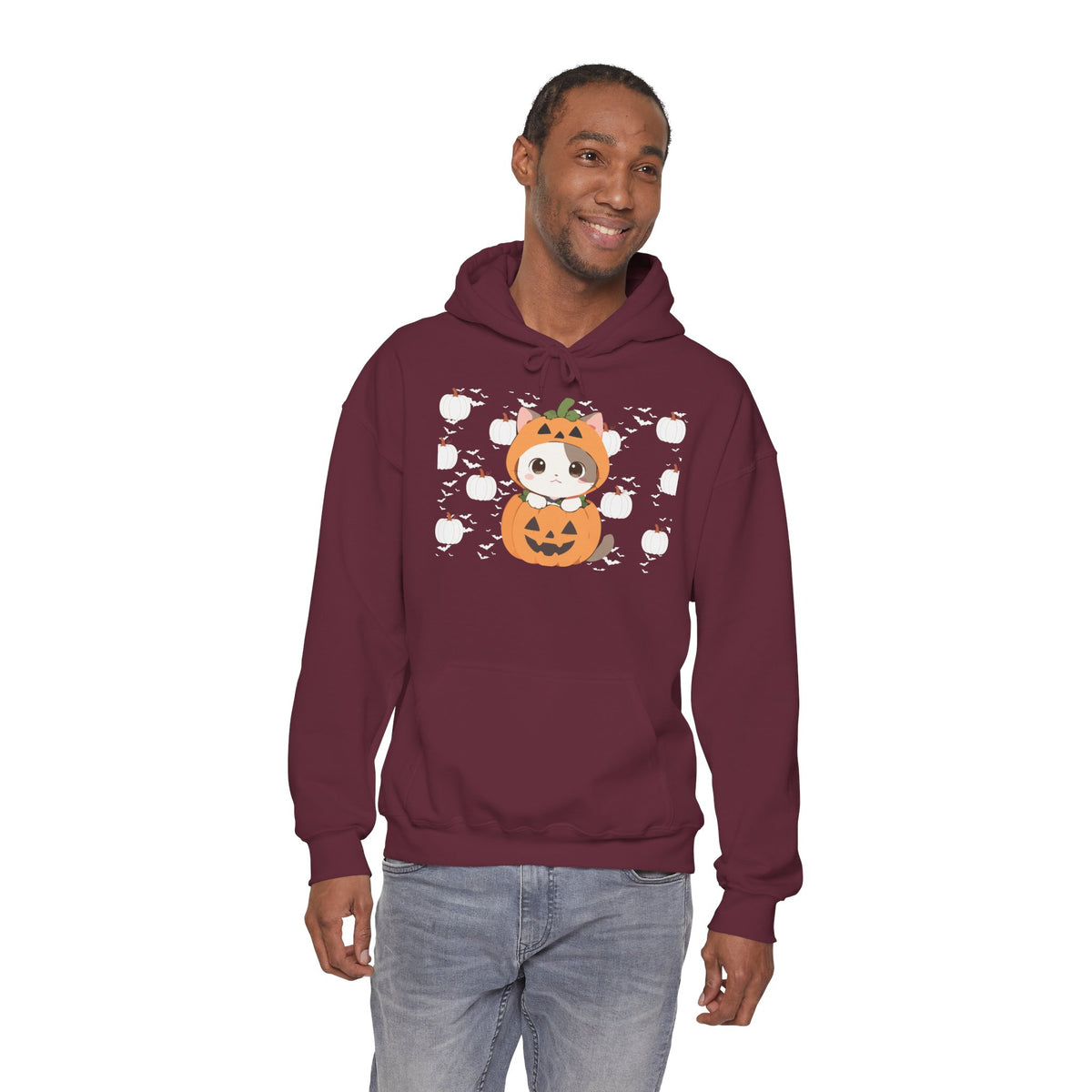 Halloween Pumpkin Cat Hoodie — Cute Jack-O'-Lantern Kitten Sweatshirt