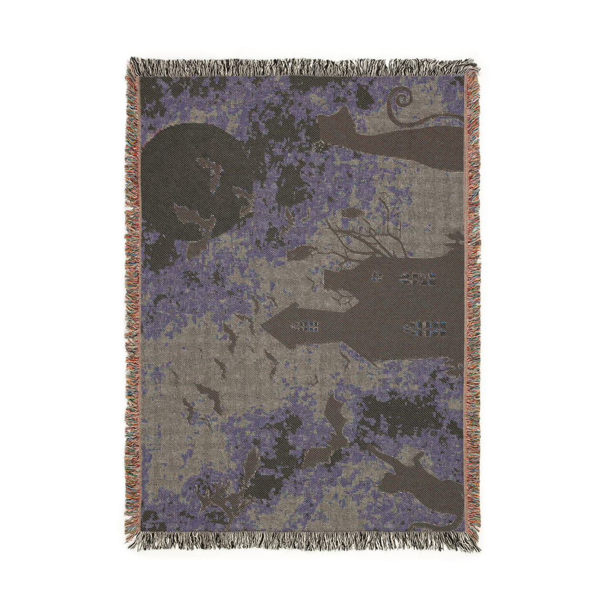 Haunted House Halloween Woven Blanket — Spooky Moon & Bats Throw
