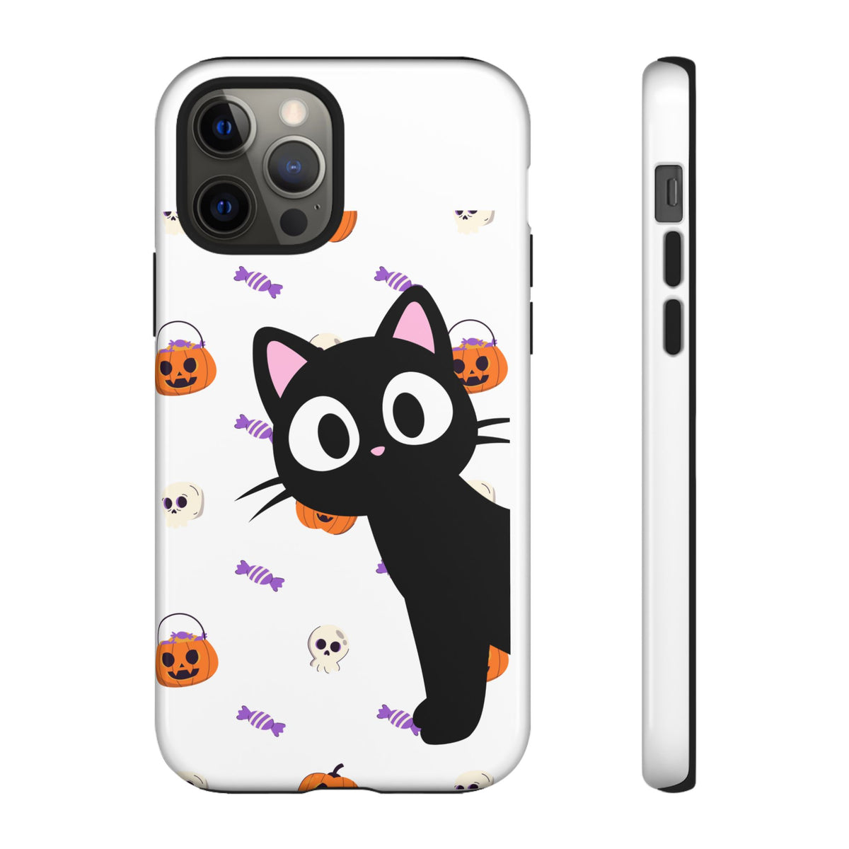 Halloween Black Cat Phone Case — Cute Trick-or-Treat Pattern Tough Case