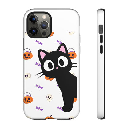 Halloween Black Cat Phone Case — Cute Trick-or-Treat Pattern Tough Case