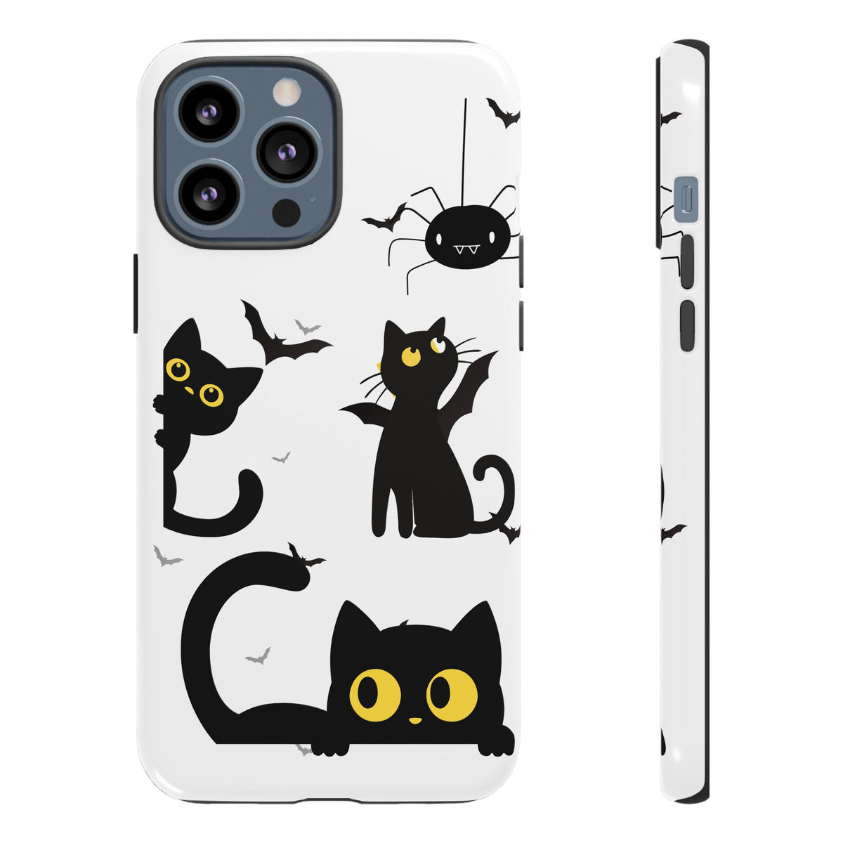 Cute Black Cats Halloween Phone Case - Spooky Bat & Spider iPhone Cover