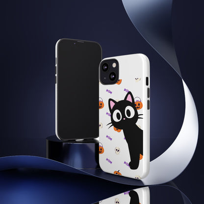 Halloween Black Cat Phone Case — Cute Trick-or-Treat Pattern Tough Case