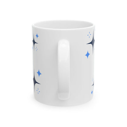 Halloween Cute Bat Ceramic Mug (11oz & 15oz) — Kawaii Purple Bats & Spiders